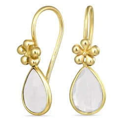 Tropfen Mondstein Ohrhaken in vergoldetem Silber