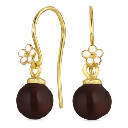 Marguerite rotem Bergkristall  Ohrhaken in vergoldetem Silber