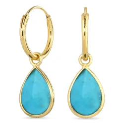 Tropfen Türkis Kreole in vergoldetem Silber