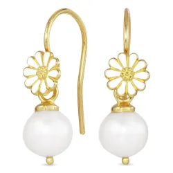 Marguerite Perle Ohrringe in vergoldetem Silber
