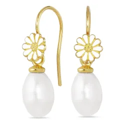 Marguerite Perle Ohrringe in vergoldetem Silber