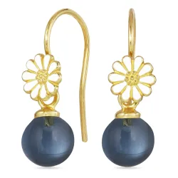 Marguerite dunkelblauem Bergkristall Ohrhaken in vergoldetem Silber