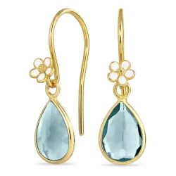 Marguerite hellblauem Bergkristall Ohrhaken in vergoldetem Silber