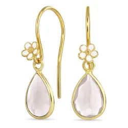 Marguerite weißem Bergkristall Ohrhaken in vergoldetem Silber