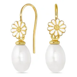 Marguerite Perle Ohrringe in vergoldetem Silber