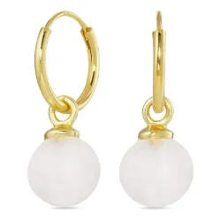 12 mm Mondstein Kreole in vergoldetem Silber