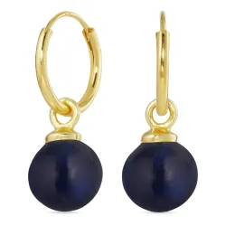 12 mm synthetisch blauem Saphir Kreole in vergoldetem Silber