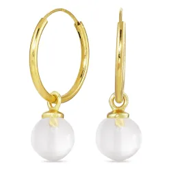 18 mm klar Quarz Kreole in vergoldetem Silber