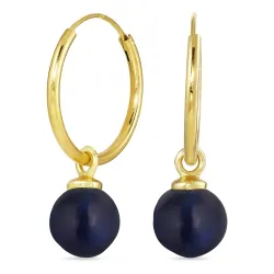 18 mm synthetisch blauem Saphir Kreole in vergoldetem Silber