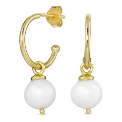 Perle Halbkreolen in vergoldetem Silber