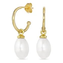 Perle Halbkreolen in vergoldetem Silber