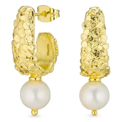 Kollektionsmuster mit fehlern Perle Halbkreolen in vergoldetes Messing - Eliné