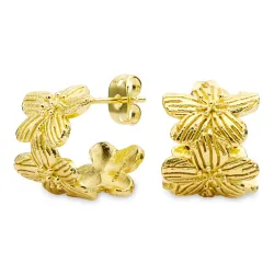 Blumen Halbkreolen in vergoldetes Messing - Eliné