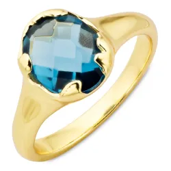 dunkelblauem Bergkristall Ring aus vergoldetes Messing