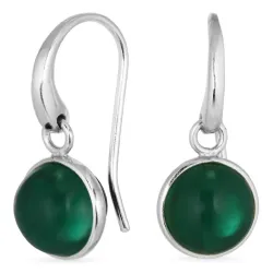 runden dunkelgrüner Bergkristall Ohrringe in versilbertes Messing - Loom Stones