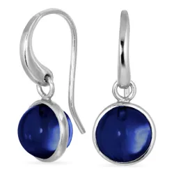 runden synthetisch blauem Saphir Ohrringe in versilbertes Messing - Loom Stones