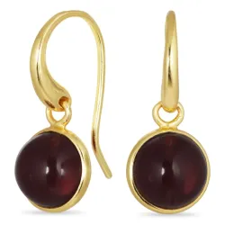 runden rotem Bergkristall  Ohrringe in vergoldetes Messing - Loom Stones