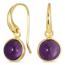runden violettem Bergkristall Ohrringe in vergoldetes Messing