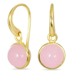 Kollektionsmuster runden rose Bergkristall Ohrringe in vergoldetes Messing - Loom Stones