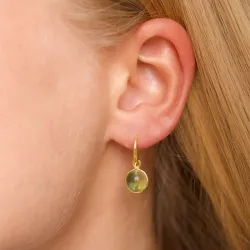 runden hellgrünem Bergkristall Ohrringe in vergoldetes Messing