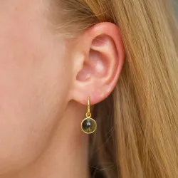 runden grünem Bergkristall Ohrringe in vergoldetes Messing - Loom Stones