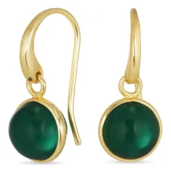 runden dunkelgrüner Bergkristall Ohrringe in vergoldetes Messing - Loom Stones