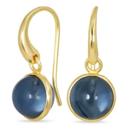 runden blauem dunkelblauem Bergkristall Ohrringe in vergoldetes Messing - Loom Stones