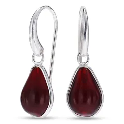 Tropfen rotem Bergkristall  Ohrringe in versilbertes Messing - Loom Stones