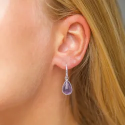 Tropfen violettem Bergkristall Ohrringe in versilbertes Messing - Loom Stones