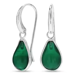 Tropfen dunkelgrüner Bergkristall Ohrringe in versilbertes Messing