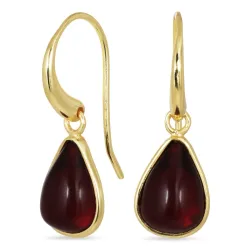 Tropfen rotem Bergkristall  Ohrringe in vergoldetes Messing - Loom Stones