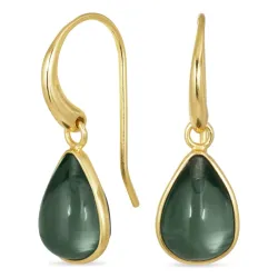 Tropfen grünem Bergkristall Ohrringe in vergoldetes Messing - Loom Stones