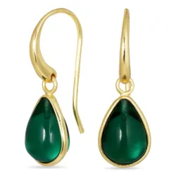 Tropfen dunkelgrüner Bergkristall Ohrringe in vergoldetes Messing - Loom Stones