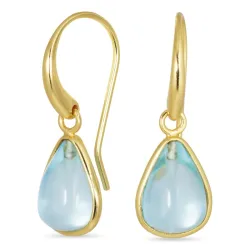 Tropfen blauem Bergkristall Ohrringe in vergoldetes Messing - Loom Stones