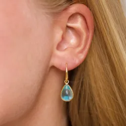 Tropfen blauem Bergkristall Ohrringe in vergoldetes Messing - Loom Stones