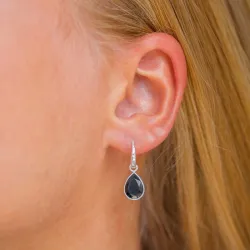 Tropfen schwarzem Onyx Ohrringe in versilbertes Messing - Loom Stones