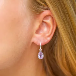 Tropfen lila Amethyst Ohrringe in versilbertes Messing