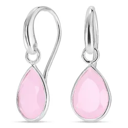 Tropfen rose Bergkristall Ohrringe in versilbertes Messing - Loom Stones
