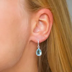 Tropfen blauem Bergkristall Ohrringe in versilbertes Messing
