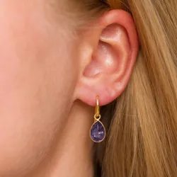 Tropfen lila Amethyst Ohrringe in vergoldetes Messing