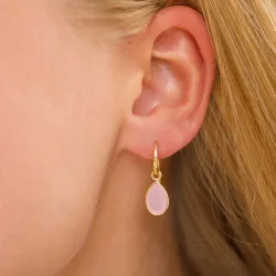 Tropfen rose Bergkristall Ohrringe in vergoldetes Messing - Loom Stones