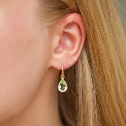 Tropfen hellgrünem Bergkristall Ohrringe in vergoldetes Messing