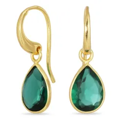 Tropfen dunkelgrüner Bergkristall Ohrringe in vergoldetes Messing - Loom Stones