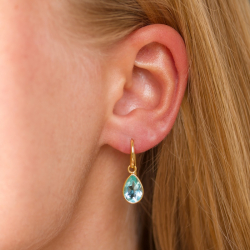 Tropfen blauem Bergkristall Ohrringe in vergoldetes Messing - Loom Stones