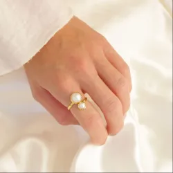 Perle Ring aus vergoldetes Messing - Eliné