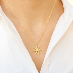 Blumen Halskette aus vergoldetes Messing - Eliné