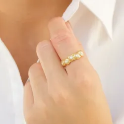 weißem Perle Ring aus vergoldetes Messing - Eliné