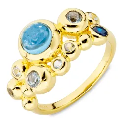 blauem Ring aus vergoldetes Messing - Bubbly Twist