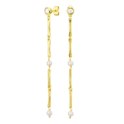 lange Perle ketten ohrringe in vergoldetes Messing - Eliné