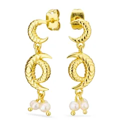 Mond Perle Ohrringe in vergoldetes Messing - Eliné